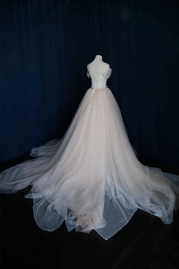 Ball Gown Tulle Sweetheart Lace up Bowknot Wedding Dresses WD200 - Pgmdress