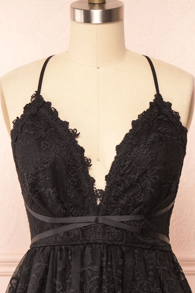 Black Lace Straps A-line Short Party Dress Lace Homecoming Dresses US12 / As Picture Black Lace Straps A-line Short Party Dress Lace Homecoming Dresses US12 / As Picture