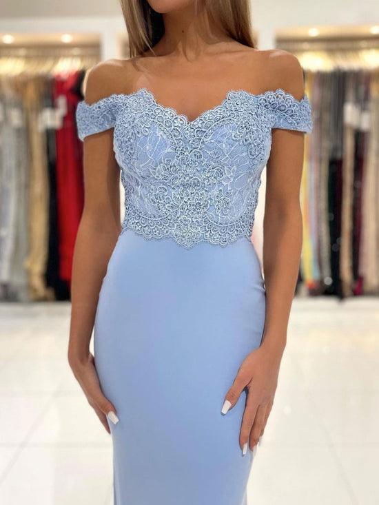 Blue Chiffon Lace Mermaid Long Prom Dress Formal Dress PSK303 - Pgmdress