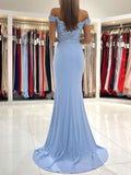 Blue Chiffon Lace Mermaid Long Prom Dress Formal Dress PSK303 - Pgmdress