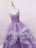 Blue Tulle Sequin Long Prom Dress Blue Tulle Formal Dress PSK317 - Pgmdress
