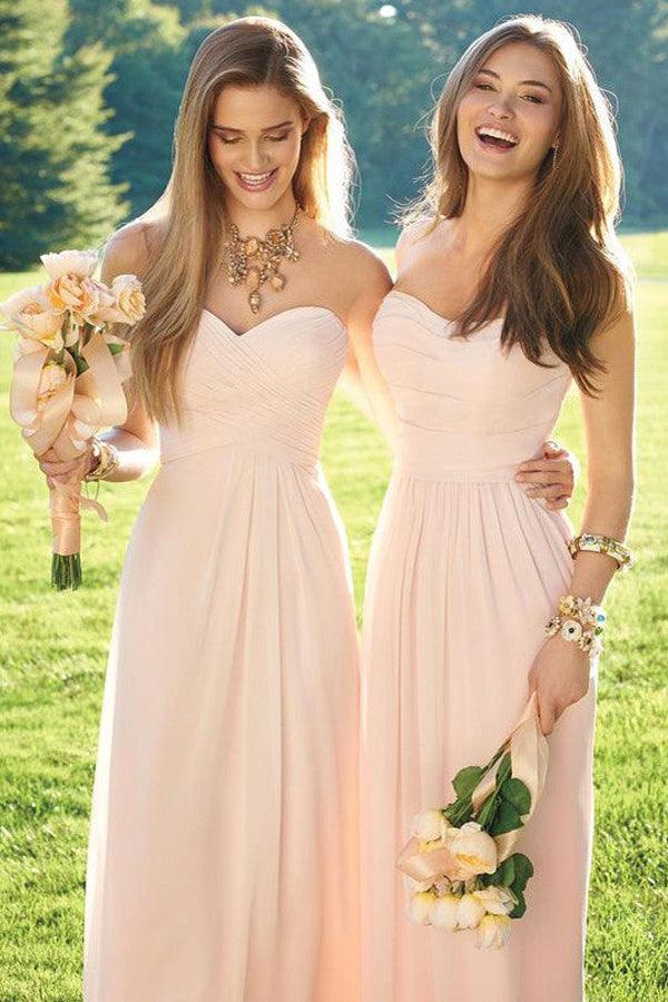 Blush Pink Chiffon Bridesmaid Dresses Vintage Bridesmaid Gowns BD088 - Pgmdress