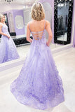 Charming A-line Lace Appliques Spaghetti Straps Lilac Prom Dresses PSK276 - Pgmdress