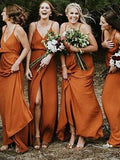 Charming Spaghetti Straps A-line Bridesmaid Dresses With Slit BD083 - Pgmdress