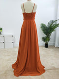 Charming Spaghetti Straps A-line Bridesmaid Dresses With Slit BD083 - Pgmdress