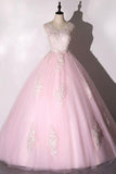 Schickes Ballkleid in Rosa, Abendkleid mit Tüllapplikationen, PSK266