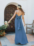 Chiffon Spaghetti Straps Neckline A-line Bridesmaid Dresses BD093 - Pgmdress