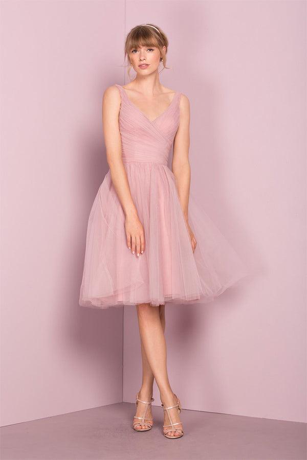 Cute V Neck Knee Length Pink Homecoming Dress Short Prom Dresses PG151 - Pgmdress