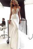 Deep V Neck Mermaid Spaghetti Straps Backless Wedding Dress WD586 - Pgmdress