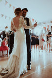 Elegant Long Sleeves V-back Lace Long Sleeves Wedding Dress WD600 - Pgmdress