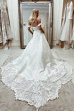 Elegant Satin Off-the-shoulder A-line Wedding Dresses With Appliques WD573 - Pgmdress