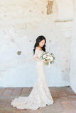 Gorgeous Off Shoulder White Lace Long Sleeves Mermaid Wedding Dress WD119 - Pgmdress