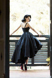 High Low Black Dress Vintage Homecoming Dresses Short Prom Dress PD387 - Pgmdress
