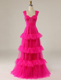 Hot Pink Sweetheart Multi Layers Tulle Prom Dresses Formal Dresses PSK310 - Pgmdress