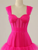 Hot Pink Sweetheart Multi Layers Tulle Prom Dresses Formal Dresses PSK310 - Pgmdress