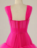 Hot Pink Sweetheart Multi Layers Tulle Prom Dresses Formal Dresses PSK310 - Pgmdress