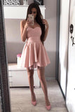 Hot Sale A-line Pink Sweetheart Satin Homecoming Dresses PD244 - Pgmdress