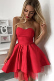 Hot Sale A-line Pink Sweetheart Satin Homecoming Dresses PD244 - Pgmdress
