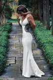 Long Spaghetti Straps Mermaid White Wedding Dress with Beading WD609 - Pgmdress