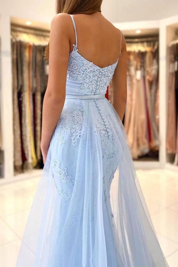 Mermaid Sweetheart Lace Blue Tulle Long Prom Dress Formal Dress PSK262 - Pgmdress