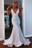 Mermaid Royal Blue V-Neck Long Prom Dress Party Dress PSK345 - Pgmdress