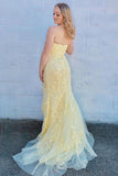 Mermaid Strapless Sky Blue Split Prom/Formal Dress With Lace PSK075 - Pgmdress