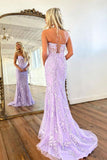 Mermaid Sweetheart Neck Lace Purple Long Prom Dress Formal Dress PSK365 - Pgmdress