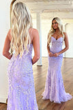 Mermaid Sweetheart Neck Lace Purple Long Prom Dress Formal Dress PSK365 - Pgmdress
