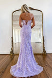 Mermaid Sweetheart Neck Lace Purple Long Prom Dress Formal Dress PSK365 - Pgmdress