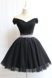 Off The Shoulder Beading Homecoming Dress Tulle Short Prom Dress PD468 - Pgmdress