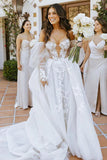 Off The Shoulder Long Sleeves Lace Appliques Bohemian Wedding Dress WD611 - Pgmdress