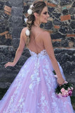 Princess A-line Spaghetti Strap Lavender Prom Dress with Applique PSK246 - Pgmdress