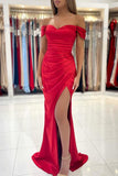 Red Off the Shoulder Mermaid Long Prom Dress Formal Dress PSK300 - Pgmdress