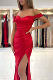 Red Off the Shoulder Mermaid Long Prom Dress Formal Dress PSK300 - Pgmdress