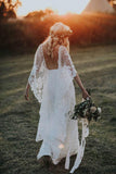 Sheath Scoop Backless Lace Wedding Dress with Split Wraps WD247