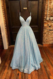 Shimmering Sequin Lace Straps Neckline A-line Prom Dress With Pockets PSK351 - Pgmdress