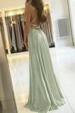 Simple Champagne Satin Long Prom Dress formal Dress With Split PSK229 - Pgmdress