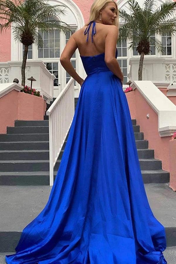 Royal Blue A-Line Simple Sleeveless Knee Length High Low Cocktail Dress