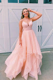 Simple V Neck Tulle Long Prom Dress Lilac Tulle Formal Dress PSK259 - Pgmdress