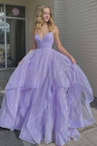 Simple V Neck Tulle Long Prom Dress Lilac Tulle Formal Dress  PSK259