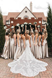 Sleek Spaghetti Straps Silk Satin Floor-length Bridesmaid Dresses BD091 - Pgmdress