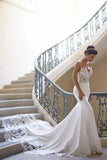 Spaghetti Strap Backless Applique Fitted Mermaid Wedding Dresses WD565 - Pgmdress