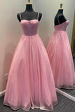 Sparkly Lilac A Line Sweetheart Straps Tulle Long Prom Formal Dress PSK264 - Pgmdress