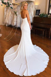 Strapless Chapel Train Mermaid Long Satin Wedding Dresses WD603 - Pgmdress