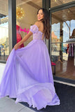 Strapless Lilac Tulle Long Evening Dress A-Line Floor Length Prom Dress PSK408 - Pgmdress