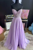 Strapless Lilac Tulle Long Evening Dress A-Line Floor Length Prom Dress PSK408 - Pgmdress