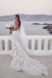 Straps Mermaid Wedding Dresses Lace Appliqued Gowns Wedding Dresses WD574