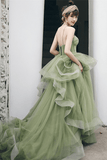 Straps Mint Sage Green A-line Spring Formal Prom Gown PSK338 - Pgmdress