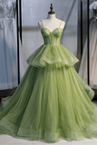 Straps Mint Sage Green A-line Spring Formal Prom Gown PSK338 - Pgmdress