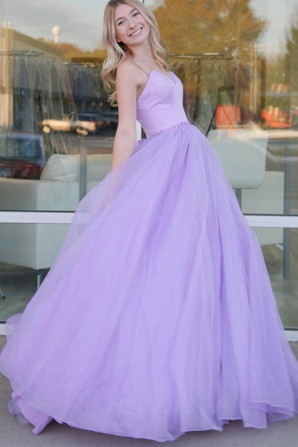 pgmdress A-Line Sweetheart Neck Tulle Purple Long Prom Dress Formal Dresses US6 / Custom Color